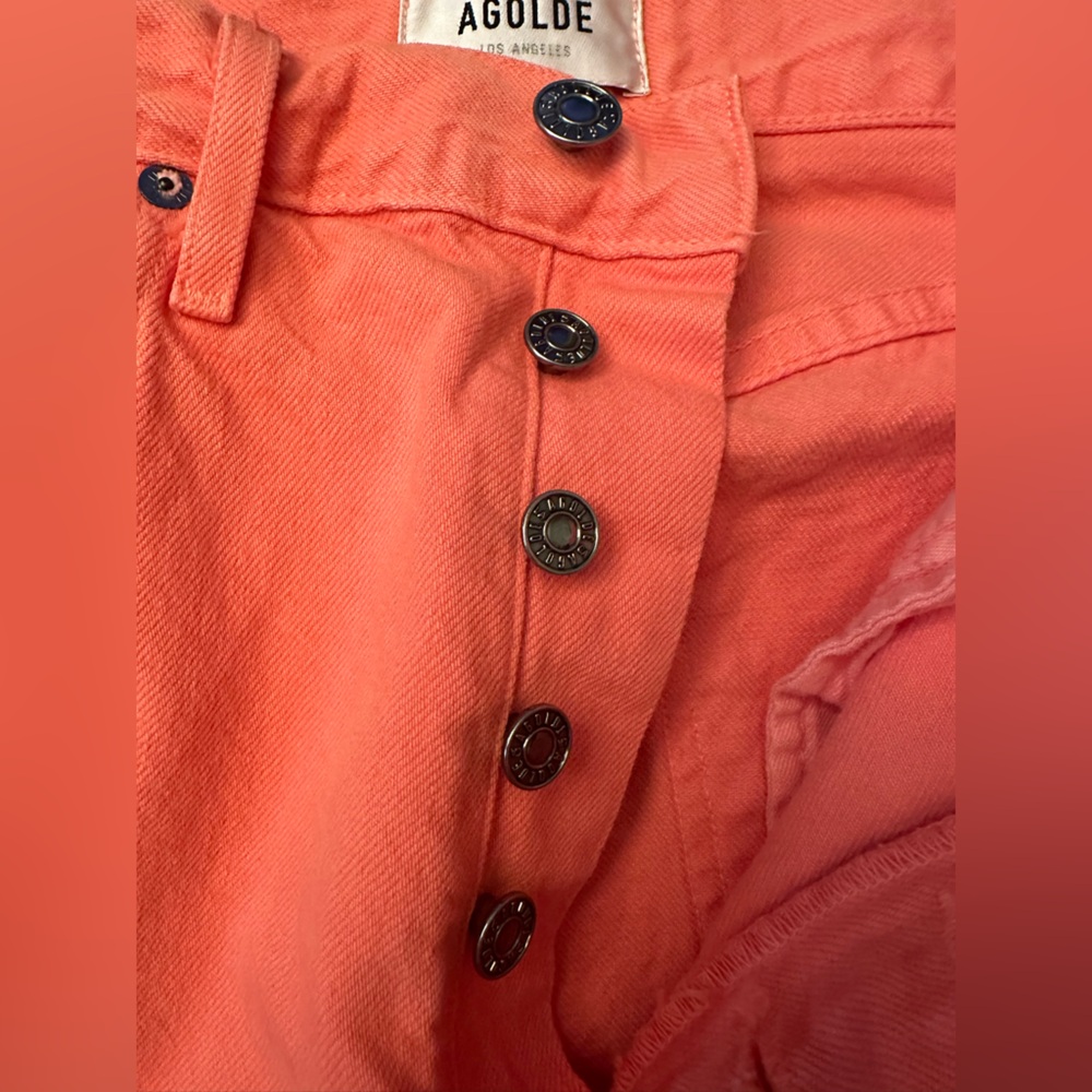 AGolde 90s Pinch Waist Straight Leg Jeans Coral Size 25 - Picture 4 of 7
